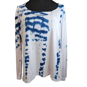 Kelleydeeee OG Tie Dye Long Sleeve Shirt Distressed Neckline Casual Top